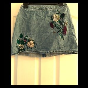 Embroidered Denim Skirt